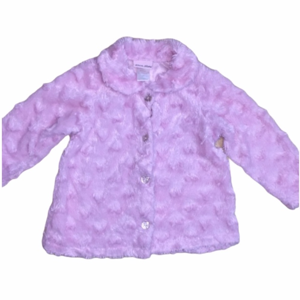 Little Lass Pink Soft Fuzzy Heat Button Sweater Girls Size 4T